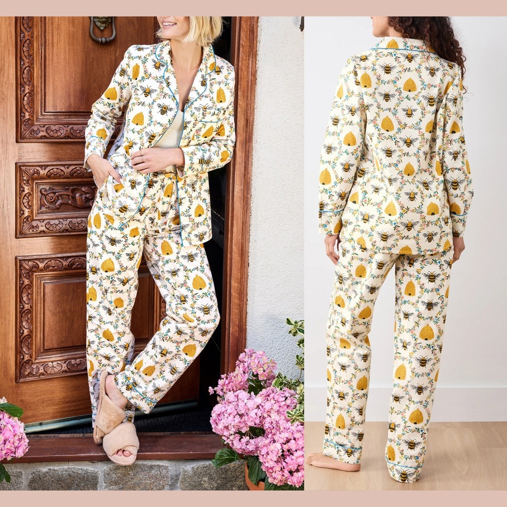 NWT $168 PRINTFRESH [ 4X ] 100% Organic Cotton Long PJ Set in Sweet Bee U1877 - Picture 10 of 11